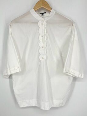 Escada Scalloped Henley Blouse White EU Women’s Size 40